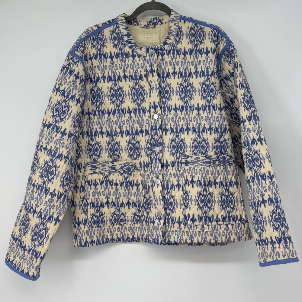 Blank NYC Blue and Cream Patterned Quilted Jacket